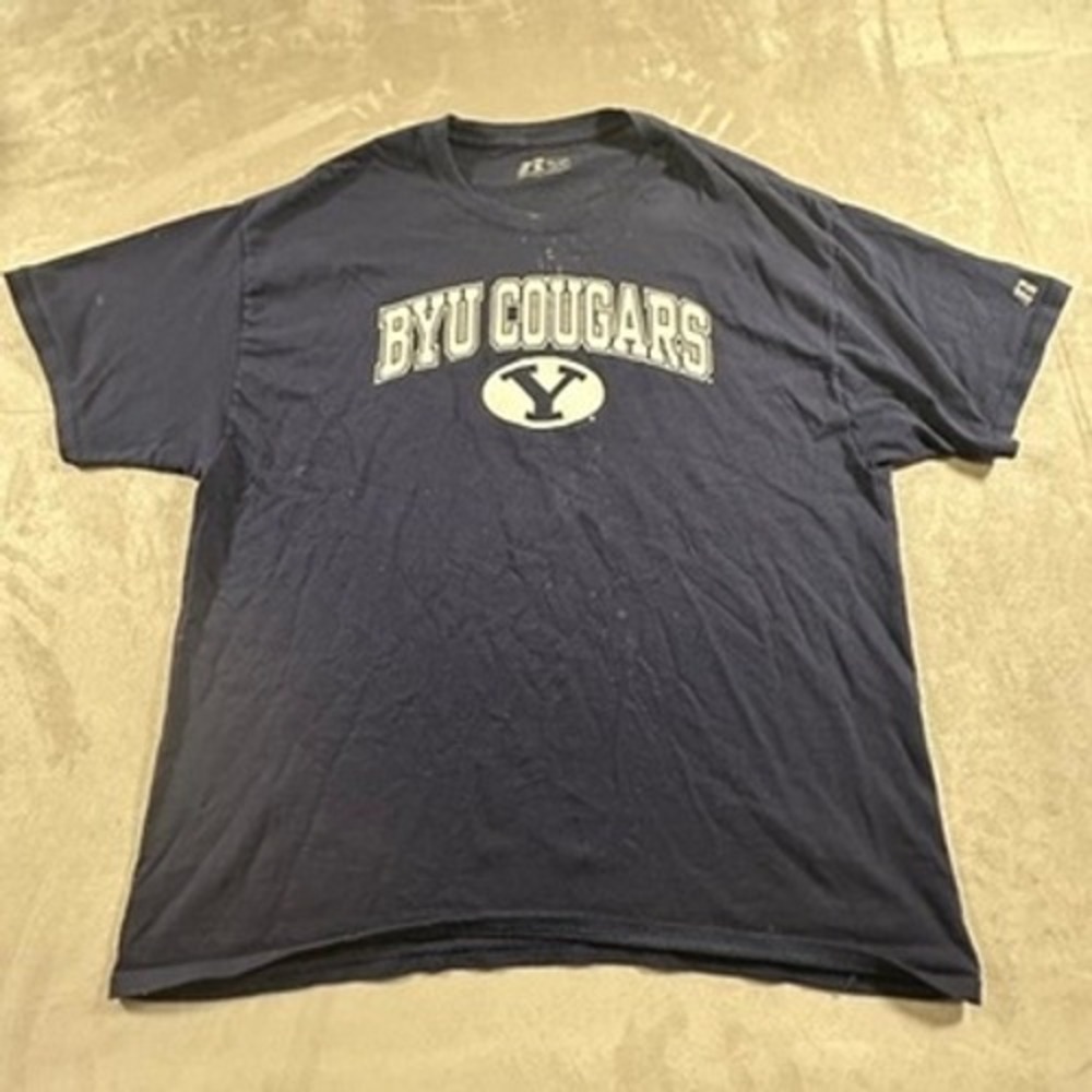 Russell Athletic BYU Cougars T-Shirt Mens Graphic XL Navy Blue
